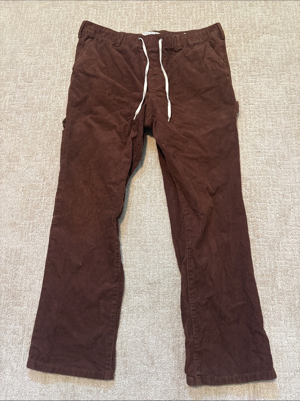 PacSun Womens Large Dark Brown Corduroy Drawstring Pants Fall Winter Cotton